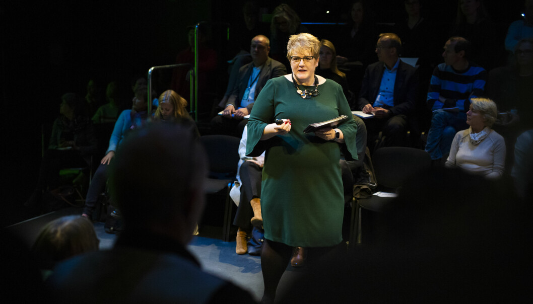 Kulturminister Trine Skei Grande presenterte regjeringas forslag til kulturbudsjett for 2019. Foto: Kristine Lindebø