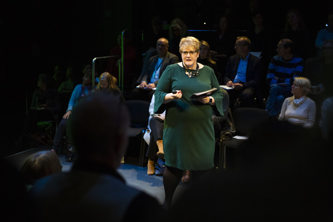 Kulturminister Trine Skei Grande presenterte regjeringas forslag til kulturbudsjett for 2019. Foto: Kristine Lindebø Kulturminister Trine Skei Grande presenterte regjeringas forslag til kulturbudsjett for 2019. Foto: Kristine Lindebø