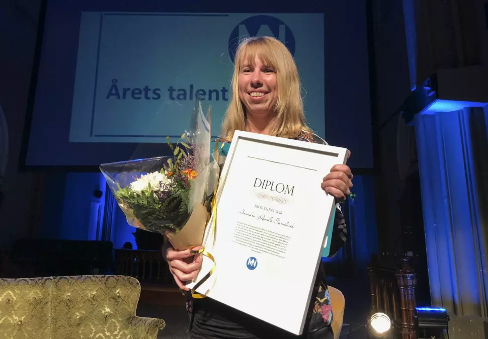 Ansvarlig redaktør i Finnmarken, Anniken Renslo Sandvik, ble kåret til årets talent under Medienettverkets høstmøte. Foto: Mette Bugge / NTB scanpix