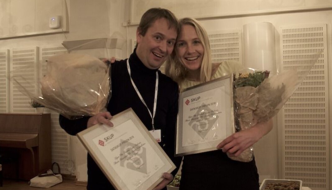 Espen Andersen og Maria Hasselgård i NRK Brennpunkt jubler etter seieren. Foto: Silje Sjursen Skiphamn / SKUP Espen Andersen og Maria Hasselgård i NRK Brennpunkt jubler etter seieren. Foto: Silje Sjursen Skiphamn / SKUP