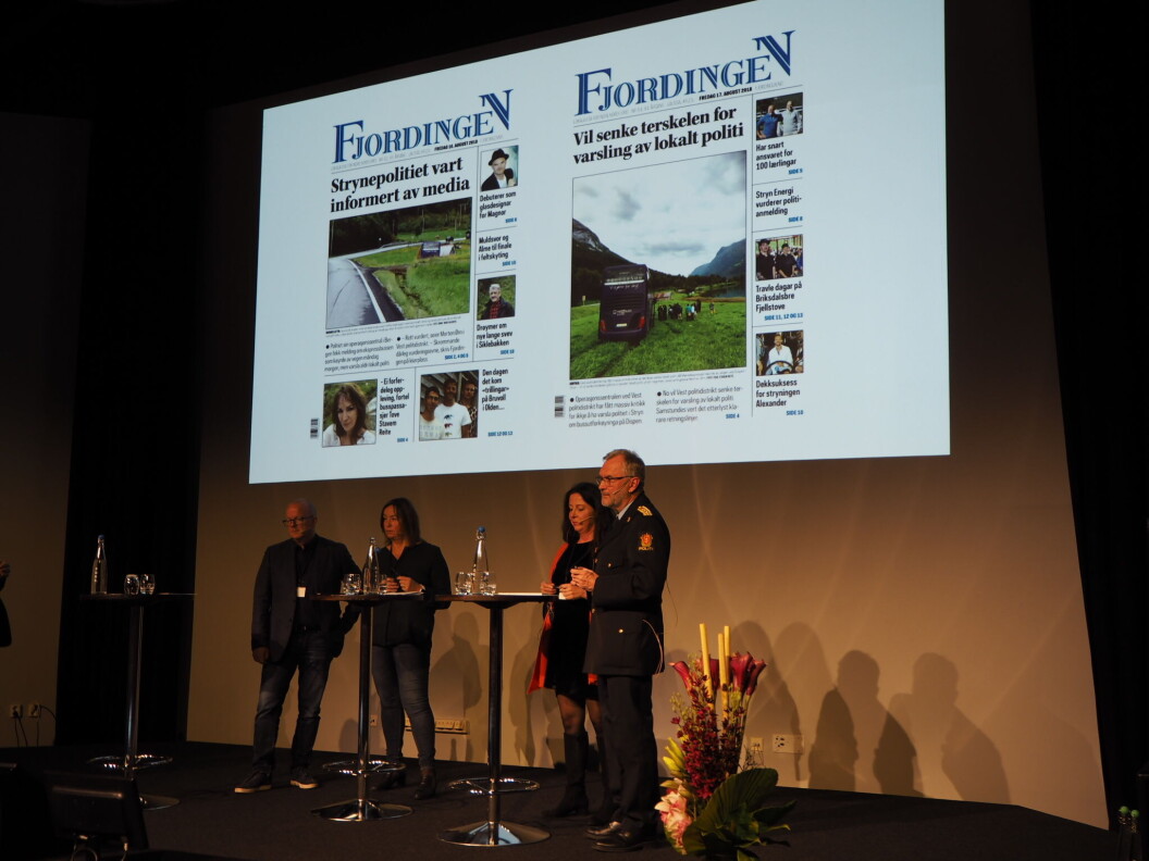 På Norsk Redaktørforenings høstmøte ble det vist fram en rekke eksempler på at politiets informasjonsstrategi ikke alltid treffer. Foto: Roger Aarli-Grøndalen På Norsk Redaktørforenings høstmøte ble det vist fram en rekke eksempler på at politiets informasjonsstrategi ikke alltid treffer. Foto: Roger Aarli-Grøndalen