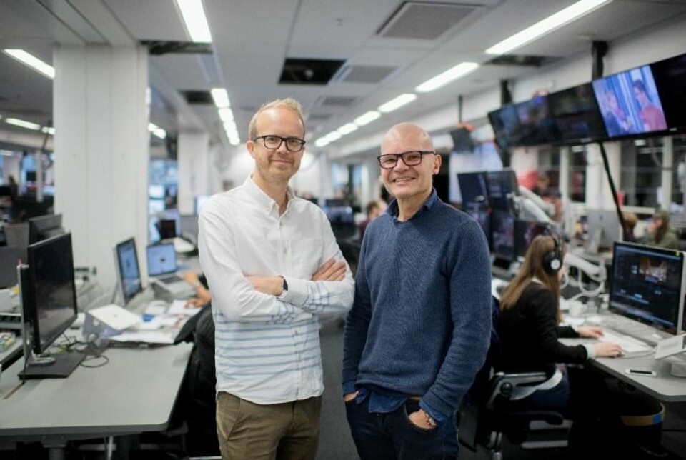 Duoen som leder VGTV: Redaktør Rolf Sønstelie (t.h.) og administrerende direktør Thomas Manus Hønningstad.