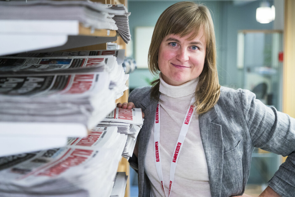 Mari Skurdal, ansvarlig redaktør i Klassekampen, frykter at abonnenter vil si opp hvis avisen ikke kommer hver dag. Foto: Heiko Junge / NTB Scanpix