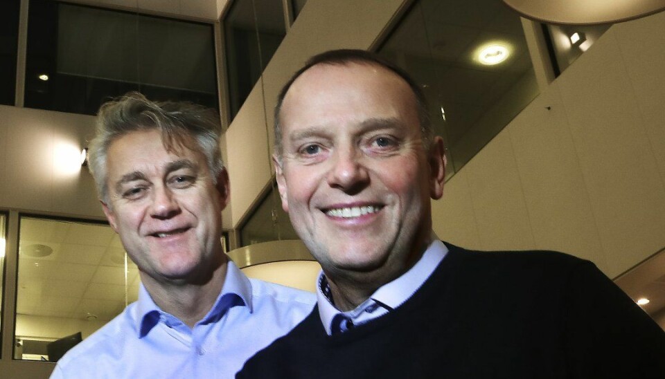 Sjefredaktør Jan-Eirik Hanssen og administrerende direktør Bjarne Holgersen i Avisa Nordland lanserer på nyåret BodøBy. Foto: Tom Melby