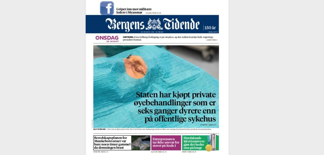 Faksimile Bergens Tidende 29. august Faksimile Bergens Tidende 29. august