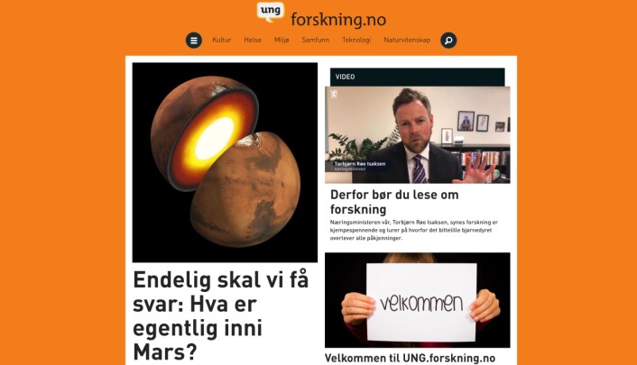 Skjermdump fra UNG.forskning.no Skjermdump fra UNG.forskning.no