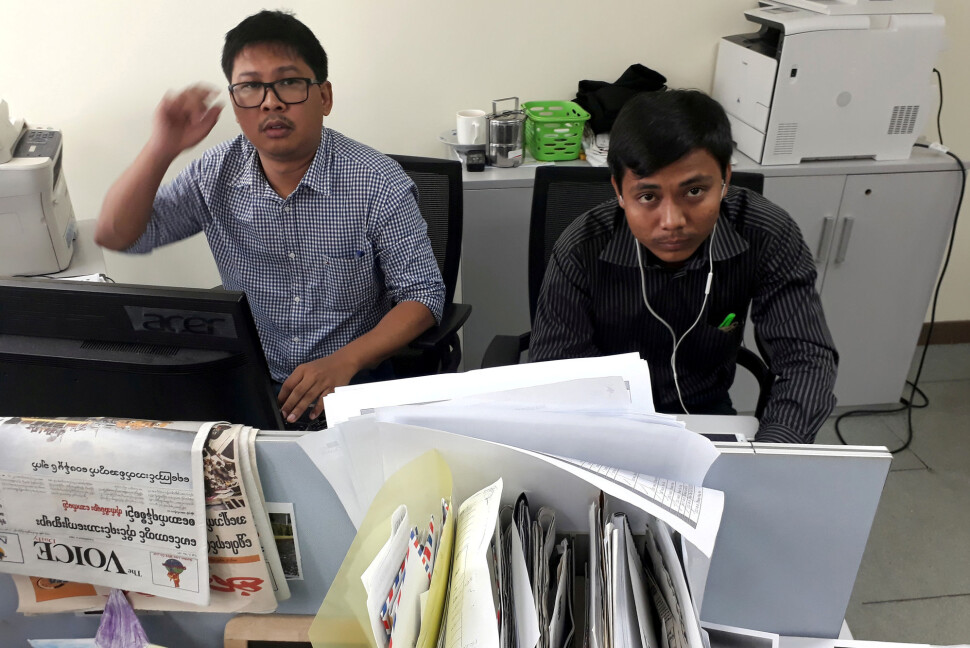 32 år gamle Wa Lone og 28 år gamle Kyaw Soe Oo er begge dømt til å sone sju år i fengsel. Foto: Antoni Slodkowski / Reuters / NTB scanpix 32 år gamle Wa Lone og 28 år gamle Kyaw Soe Oo er begge dømt til å sone sju år i fengsel. Foto: Antoni Slodkowski / Reuters / NTB scanpix