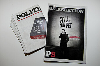 Den forbudte boka «Syv år for PET» ble offentliggjort som et eget bilag til avisa Politiken i 2016. Foto: Liselotte Sabroe / Ritzau Scanpix / NTB scanpix Den forbudte boka «Syv år for PET» ble offentliggjort som et eget bilag til avisa Politiken i 2016. Foto: Liselotte Sabroe / Ritzau Scanpix / NTB scanpix