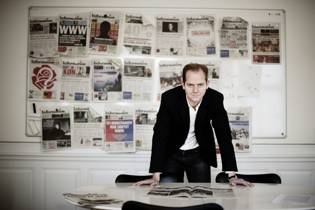 Sjefredaktør Christian Jensen i den danske avisa Politiken er idømt en bot på 50.000 kroner for å ha offentliggjort en bok om sikkerhetstjenesten PET. Bildet av Jensen er fra 2011. Foto: Jakob Dall / Ritzau Scanpix / NTB scanpix Sjefredaktør Christian Jensen i den danske avisa Politiken er idømt en bot på 50.000 kroner for å ha offentliggjort en bok om sikkerhetstjenesten PET. Bildet av Jensen er fra 2011. Foto: Jakob Dall / Ritzau Scanpix / NTB scanpix