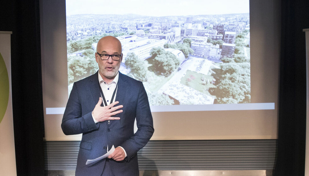 Kringkastingssjef Thor Gjermund Eriksen presenterte NRKs forslag til planprogram for Marienlyst-tomta torsdag 7. februar. Foto: Terje Bendiksby / NTB Scanpix