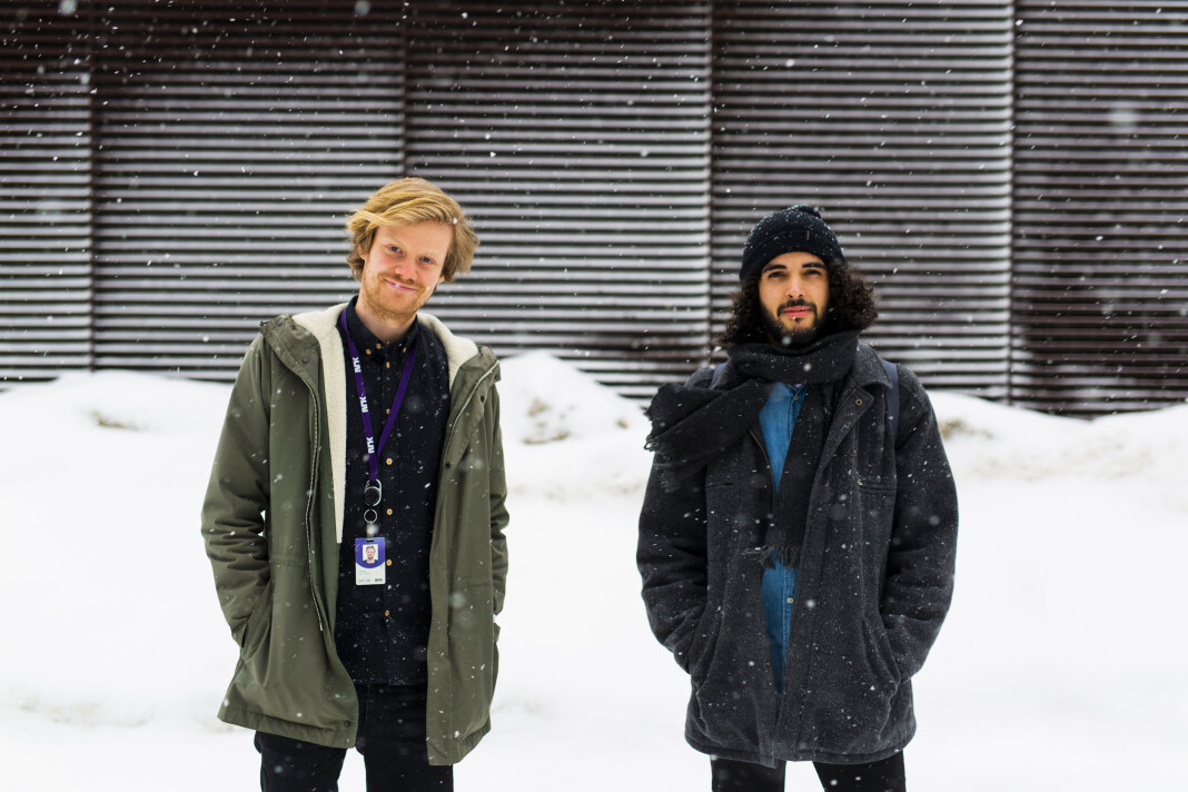 Journalist Mads Nyborg Støstad og fotojournalist Patrick da Silva Sæther reiste Norge rundt i ett år i jakten på klimaendringene. Foto: Kristine Lindebø Journalist Mads Nyborg Støstad og fotojournalist Patrick da Silva Sæther reiste Norge rundt i ett år i jakten på klimaendringene. Foto: Kristine Lindebø