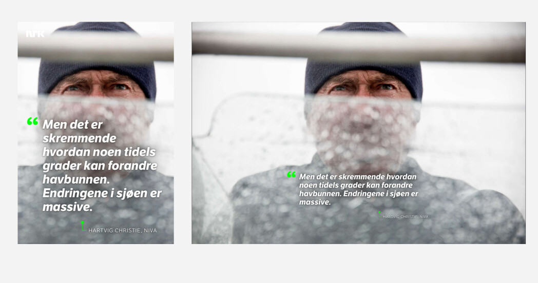 Det var utfordrende for Sæther å ta gode bilder som funker i flere formater. Foto: Patrick da Silva Sæther / Skjermdump, NRK.no Det var utfordrende for Sæther å ta gode bilder som funker i flere formater. Foto: Patrick da Silva Sæther / Skjermdump, NRK.no