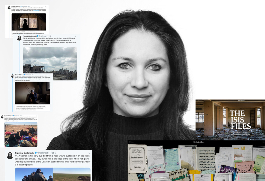 New York Times-korrespondent Rukmini Callimachi chatter blant annet med IS i jobben. Foto: New York Times / Skjermdump Twitter og New York Times New York Times-korrespondent Rukmini Callimachi chatter blant annet med IS i jobben. Foto: New York Times / Skjermdump Twitter og New York Times