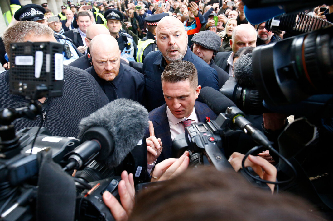 Tommy Robinson var tidligere leder for antimuslimske English Defence League (EDL). I fjor ble han ansatt som rådgiver for UKIPs partileder Gerard Batten. Foto: Reuters / NTB scanpix Tommy Robinson var tidligere leder for antimuslimske English Defence League (EDL). I fjor ble han ansatt som rådgiver for UKIPs partileder Gerard Batten. Foto: Reuters / NTB scanpix