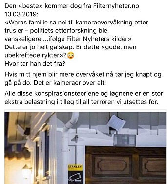 Skjermdump fra Laila Anita Bertheussens Facebook-post. Skjermdump fra Laila Anita Bertheussens Facebook-post.