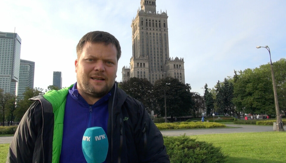 Roger Sevrin Bruland på NRK-oppdrag i Warszawa. Foto: NRK