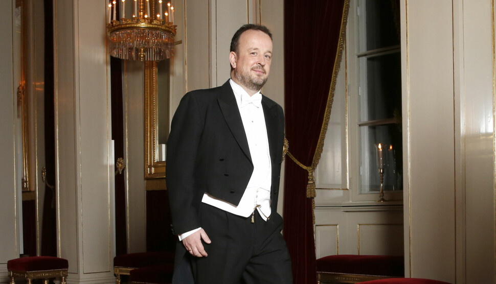 Daværende VG-kommentator Frithjof Jacobsen på vei til diplomatmiddag på slottet i 2016. Foto: Vidar Ruud / NTB scanpix