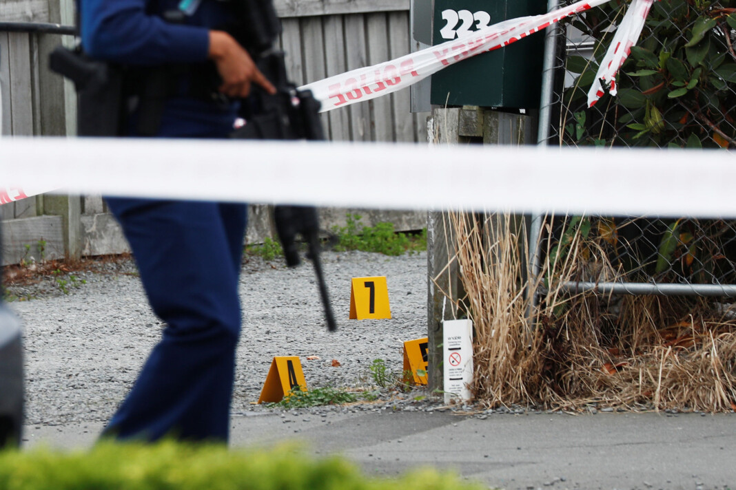 Politi i Christchurch på New Zealand etter terroraksjonen 15. mars i år. Foto: Reuters / NTB scanpix Politi i Christchurch på New Zealand etter terroraksjonen 15. mars i år. Foto: Reuters / NTB scanpix