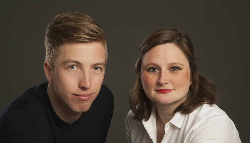 VG-journalistene Lars Joakim Skarvøy og Marie Melgård har skrevet boka «Alle skal ned». Foto: Kagge Forlag