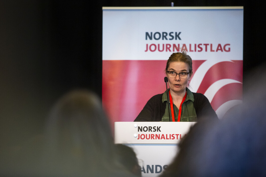 Grethe Brandsø går av som klubbleder i NTB for å bli administrativ redaktør. Bildet er fra fjorårets landsmøtet i Norsk Journalistlag Grethe Brandsø går av som klubbleder i NTB for å bli administrativ redaktør. Bildet er fra fjorårets landsmøtet i Norsk Journalistlag