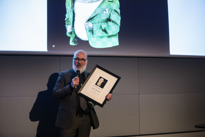 Avistegner Marvin Halleraker mottok prisen Årets avistegner. Foto: Kristine Lindebø
