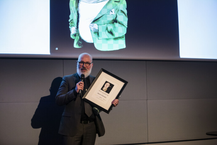 Avistegner Marvin Halleraker mottok prisen Årets avistegner. Foto: Kristine Lindebø Avistegner Marvin Halleraker mottok prisen Årets avistegner. Foto: Kristine Lindebø