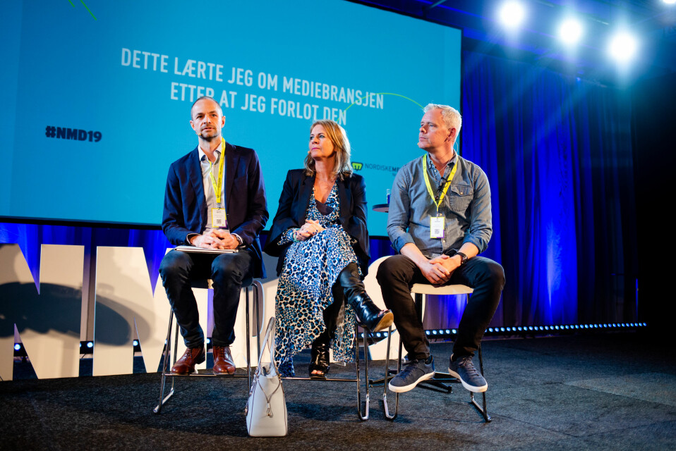 Tor Olav Mørseth, Ellen Arnstad og Per Valebrokk under Nordiske mediedager. Foto: Eskil Wie Furunes