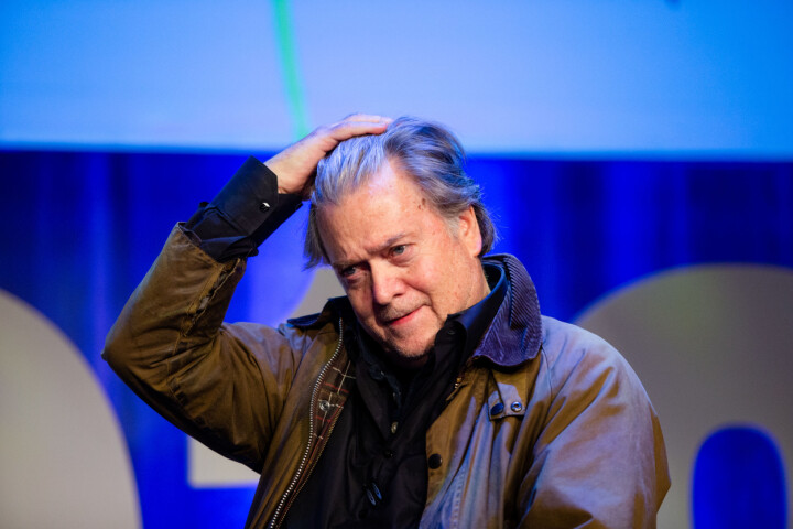 Steve Bannon på scenen under Nordiske mediedager. Foto: Eskil Wie Furunes Steve Bannon på scenen under Nordiske mediedager. Foto: Eskil Wie Furunes