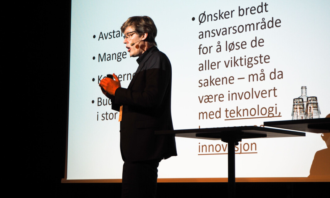 NTNU-forsker Jens Barland på scenen under Medieleder 2019 i Bergen i forrige uke. Foto: Roger Aarli-Grøndalen NTNU-forsker Jens Barland på scenen under Medieleder 2019 i Bergen i forrige uke. Foto: Roger Aarli-Grøndalen