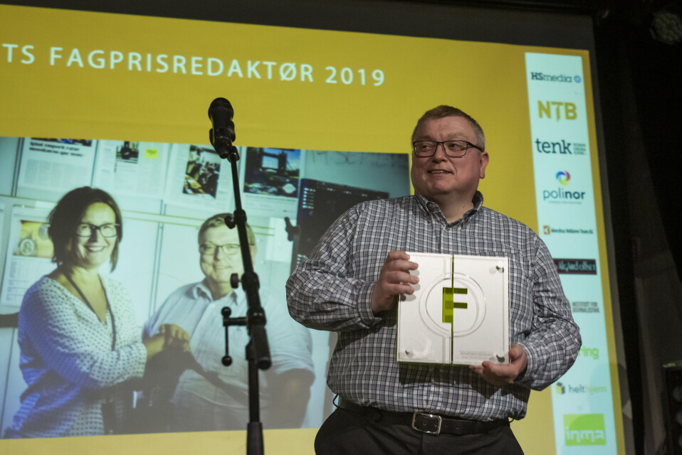 Årets fagpresseredaktør 2019 er Ole Petter Pedersen, for hans redaktørgjerning i Kommunal Rapport. Nå i TU.no. Foto: Kristine Lindebø Årets fagpresseredaktør 2019 er Ole Petter Pedersen, for hans redaktørgjerning i Kommunal Rapport. Nå i TU.no. Foto: Kristine Lindebø
