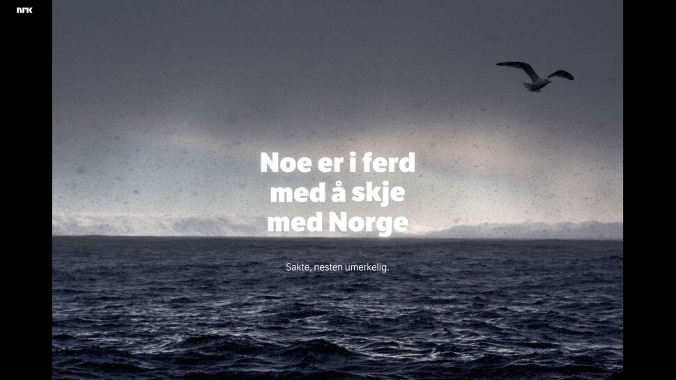 «Jakten på klimaendringene» er en av de mest leste sakene på nrk.no noensinne. I Danmark skal ikke DR lage tekstbasert journalistikk som går i dybden. Nå er det samme foreslått i Sverige. Skjermdump fra NRK «Jakten på klimaendringene» er en av de mest leste sakene på nrk.no noensinne. I Danmark skal ikke DR lage tekstbasert journalistikk som går i dybden. Nå er det samme foreslått i Sverige. Skjermdump fra NRK