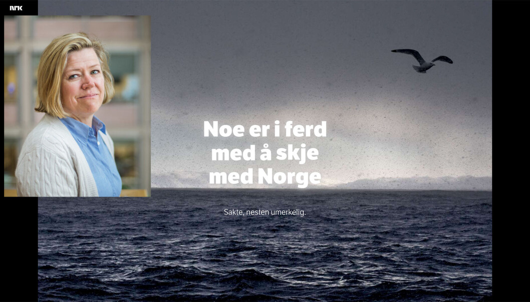 Nyhetsredaktør Tone Tveøy Strøm-Gundersen i Aftenposten. Foto: Marte Vike Arnesen og skjermdump fra NRK Nyhetsredaktør Tone Tveøy Strøm-Gundersen i Aftenposten. Foto: Marte Vike Arnesen og skjermdump fra NRK