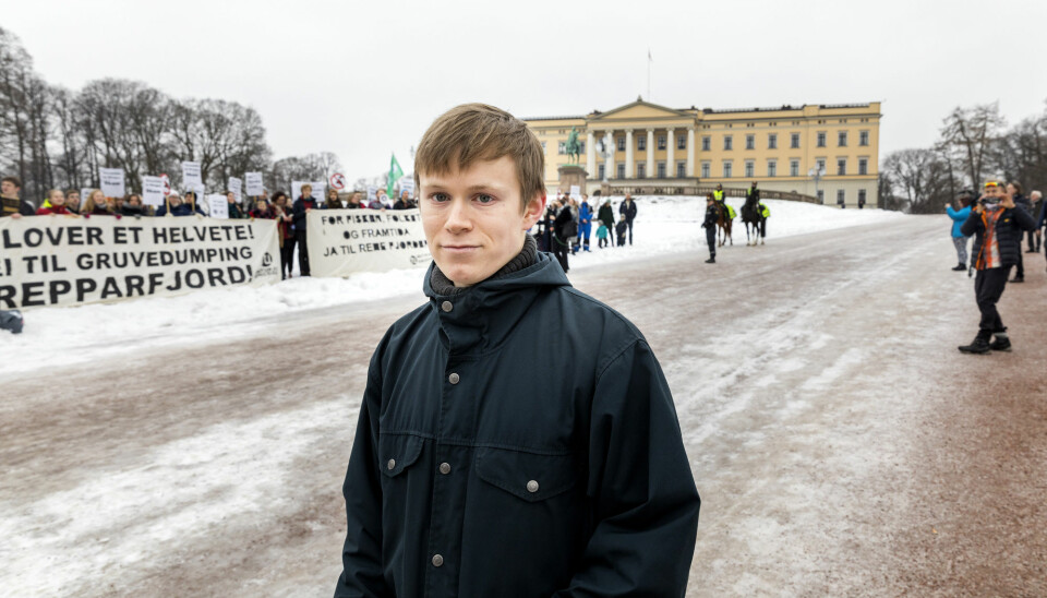 Gaute Eiterjord, leder i Natur og Ungdom, er kritisk. Her fra en annen demonstrasjon. Foto: Gorm Kallestad / NTB Scanpix