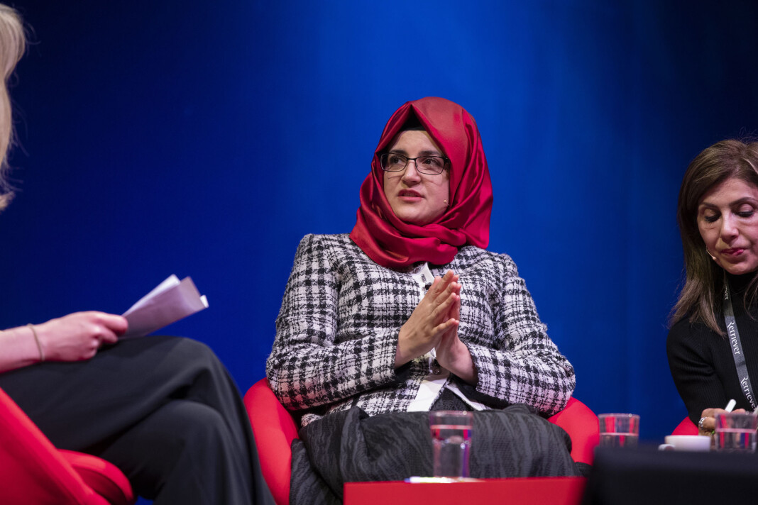 Hatice Cengiz, Jamal Khashoggis forlovede, da hun besøkte Skup i 2019. Hatice Cengiz, Jamal Khashoggis forlovede, da hun besøkte Skup i 2019.