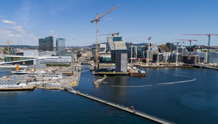 Bjørvika i dag. Fotografihuset skal etter planen ligge der brakkene er, nederst til venstre i bildet. Foto: NTB Scanpix Bjørvika i dag. Fotografihuset skal etter planen ligge der brakkene er, nederst til venstre i bildet. Foto: NTB Scanpix