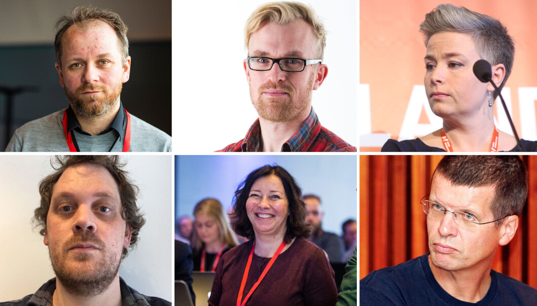 Klubblederne fra oppe til venstre: Tor-Erling Tømt Ruud (VG), Erlend Skarsaune (Stavanger Aftenblad), Kjersti Fikse (Adressa), Anders Holth Johansen (Dagbladet), Sonja Nordanger (Aller Media) og Gunnar Kagge (Aftenposten). Klubblederne fra oppe til venstre: Tor-Erling Tømt Ruud (VG), Erlend Skarsaune (Stavanger Aftenblad), Kjersti Fikse (Adressa), Anders Holth Johansen (Dagbladet), Sonja Nordanger (Aller Media) og Gunnar Kagge (Aftenposten).