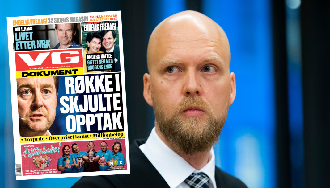 Aktor Terje Nedrebø Michalsen presenterer VG-oppslag som bakteppe for utpressingssaken der Kjell Inge Røkke er fornærmede part. Foto: Berit Roald/NTB Scanpix Aktor Terje Nedrebø Michalsen presenterer VG-oppslag som bakteppe for utpressingssaken der Kjell Inge Røkke er fornærmede part. Foto: Berit Roald/NTB Scanpix