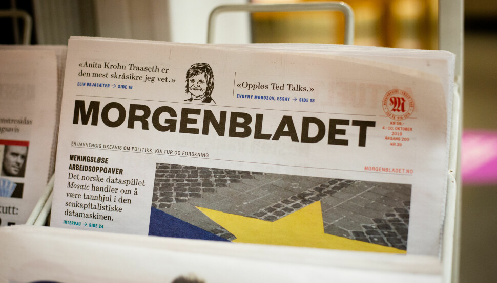 Morgenbladets siste utgave, som kom 4. oktober, har bare 40 sider. Foto: Eskil Wie Furunes