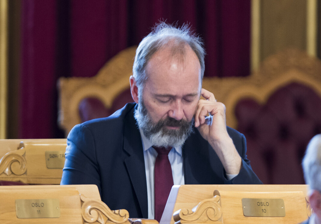 Trond Giske (Ap) under trontaledebatten. Han har i det siste begynt å klage på medienes dekning av varslersakene mot ham igjen. Foto: Terje Pedersen / NTB scanpix Trond Giske (Ap) under trontaledebatten. Han har i det siste begynt å klage på medienes dekning av varslersakene mot ham igjen. Foto: Terje Pedersen / NTB scanpix