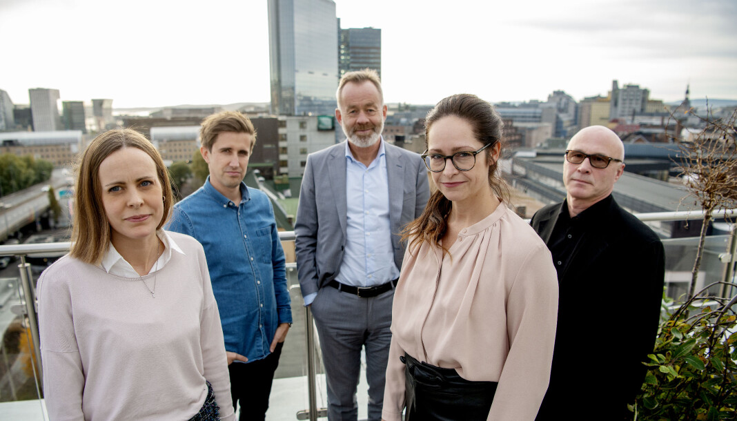 Bildet av DN-lederne var vedlagt pressemeldingen. Målgruppeleder Marit Tronier Halvorsen, nyhetssjef Marcus Husby, sjefredaktør Amund Djuve, nyhetsredaktør Janne Johannessen og finansredaktør Terje Erikstad. Foto: Mikaela Berg / Dagens Næringsliv Bildet av DN-lederne var vedlagt pressemeldingen. Målgruppeleder Marit Tronier Halvorsen, nyhetssjef Marcus Husby, sjefredaktør Amund Djuve, nyhetsredaktør Janne Johannessen og finansredaktør Terje Erikstad. Foto: Mikaela Berg / Dagens Næringsliv