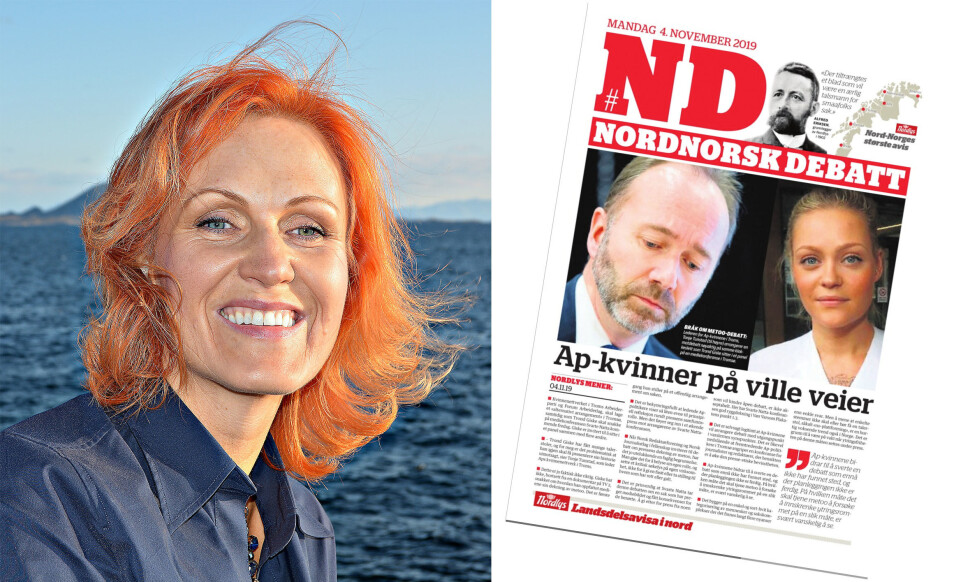 – Er det ikke en smule ironisk at kvinner bak et arrangement om metoo sett fra varslernes synspunkt og deres erfaringer med media, stemples av Nordlys på lederplass for å sette ytringsfriheten under press? skriver Lena Amalie Hamnes. Foto: Gry Falch-Olsen / skjermdump Nordlys – Er det ikke en smule ironisk at kvinner bak et arrangement om metoo sett fra varslernes synspunkt og deres erfaringer med media, stemples av Nordlys på lederplass for å sette ytringsfriheten under press? skriver Lena Amalie Hamnes. Foto: Gry Falch-Olsen / skjermdump Nordlys