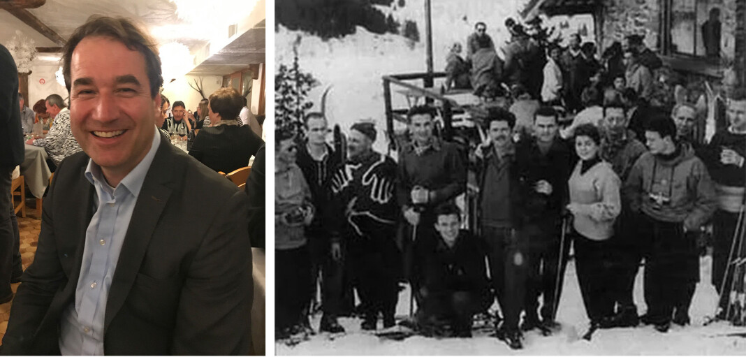 Frederick Wallace, SCIJs nåværende presiden. Bildet til høyre er fra det første møtet i Meribel 1955. Foto: Lars Chr. Wallace og SCIJ Frederick Wallace, SCIJs nåværende presiden. Bildet til høyre er fra det første møtet i Meribel 1955. Foto: Lars Chr. Wallace og SCIJ