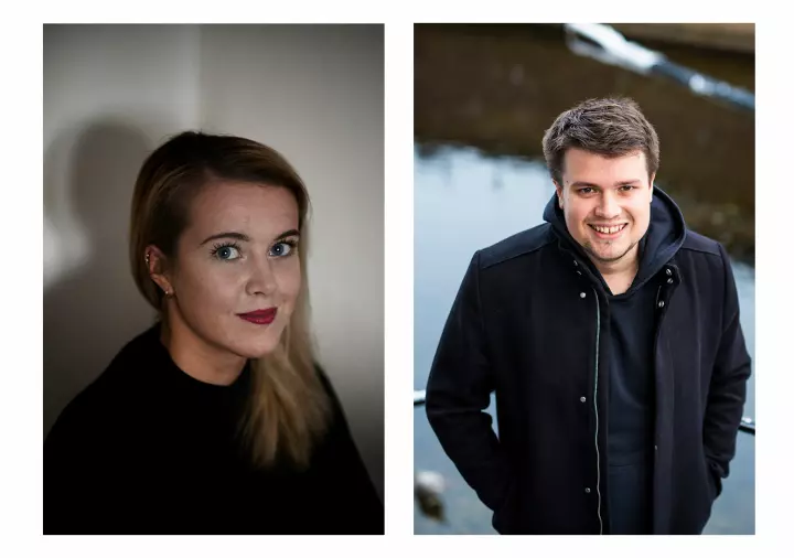 Cicilie S. Andersen og Eskil Wie Furunes får fast jobb som fotojournalister i NRK Nyheter. Foto: Mads Høbye og Kristine Lindebø