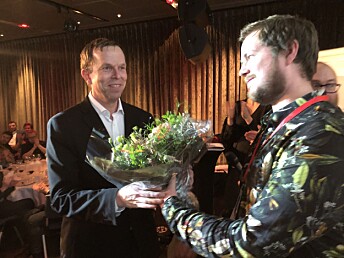 Årets foto-vinner Tormod Flem Vegge (til venstre) og jurymedlem Sondre Lindhagen Nilssen. Foto: Knut Knudsen Eigeland / Hustri Årets foto-vinner Tormod Flem Vegge (til venstre) og jurymedlem Sondre Lindhagen Nilssen. Foto: Knut Knudsen Eigeland / Hustri