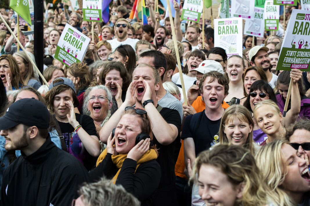 «Klimabrøl» er årets nyord. Her fra Klimabrølet utenfor Stortinget, august 2019. Foto: Berit Roald / NTB scanpix «Klimabrøl» er årets nyord. Her fra Klimabrølet utenfor Stortinget, august 2019. Foto: Berit Roald / NTB scanpix