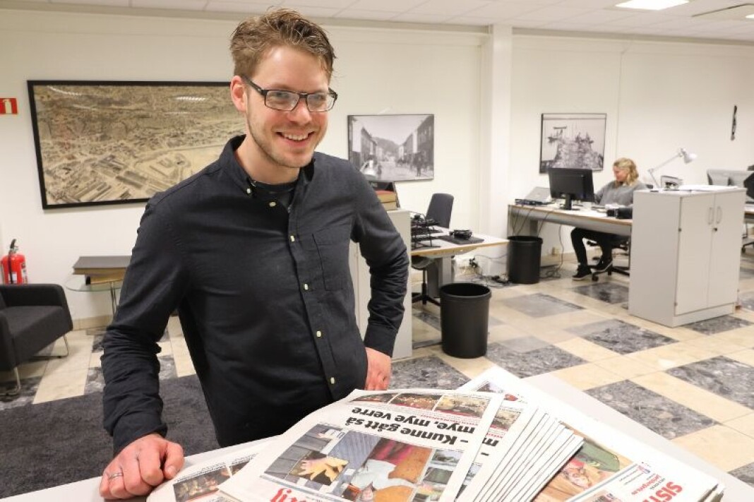 Ansvarlig redaktør og daglig leder i Sande Avis, Magnus Franer-Erlingsen. Foto: Pål Nordby / Jarlsberg Avis Ansvarlig redaktør og daglig leder i Sande Avis, Magnus Franer-Erlingsen. Foto: Pål Nordby / Jarlsberg Avis
