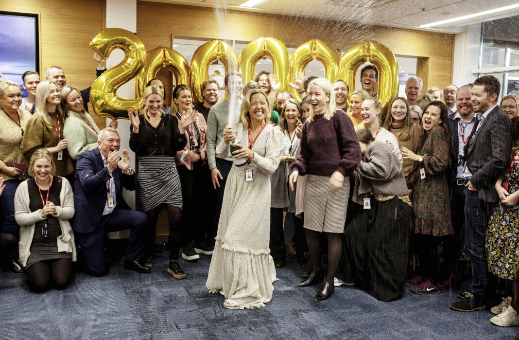 Full jubel og sprudlende bobler da VG+ siste onsdag før jul passerte målet om 200.000 abonnenter innen utgangen av 2020. Full jubel og sprudlende bobler da VG+ siste onsdag før jul passerte målet om 200.000 abonnenter innen utgangen av 2020.