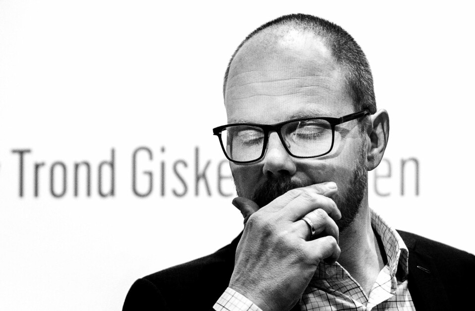 VGs sjefredaktør Gard Steiro fotografert under VGs pressekonferanse om egen skandale.