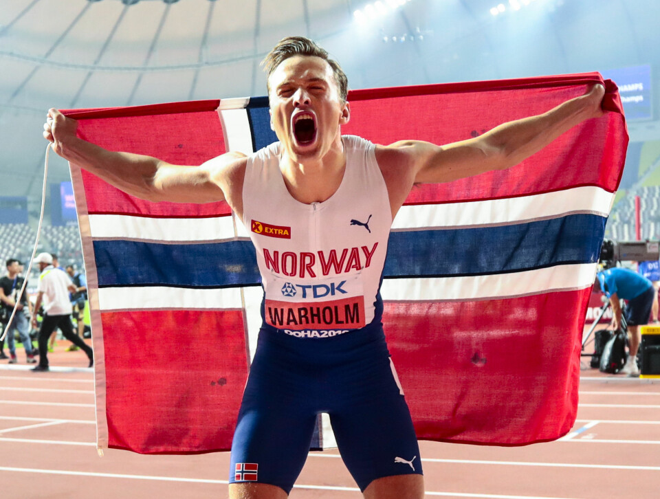 Karsten Warholm smadret konkurrentene og tok gull på 400 meter hekk i friidretts-VM. Da kom seiersbrølet. Foto: Lise Åserud / NTB scanpix