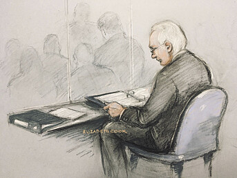 Rettstegning av Julian Assange. Rettstegning av Julian Assange.